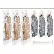 6 Bolsas Colgantes de Almacenamiento al Vacío, Bolsas de Vacío para Ropa(Colgar Entre 15 y 20 Prendas),Trajes, Vestidos, Abrigos, Organizador de Armario Reutilizable (3*(67X90CM y 67X110CM)) - 3*(67X90CM y 67X110CM) - Ver 12