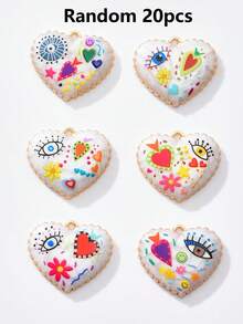 2/50pcs Random Multi-Color Fashionable Dark Heart & Devil's Eye Pendant, Suitable For DIY Necklace, Bracelet, Earring, Keychain, Phone Chain, Couple Gift Jewelry Making - Multicolor - View 28