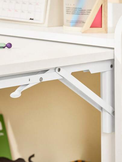 SoBuy Home Office Folding Tafel Bureau Computer Workstation Shelves Wit W64 D58 H82cm FWT92 view 5