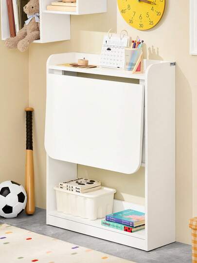 SoBuy Home Office Folding Tafel Bureau Computer Workstation Shelves Wit W64 D58 H82cm FWT92 view 2