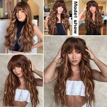 Ombre Highlight Body Wave Wig With Bangs Human Hair Body Wave Wear And Go Glueless Highlights Bangs Wig 4/27 Honey Blonde Brown Colored Blended Human Hair Wigs For Women - SP4/27 - 查看 9
