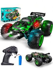 1件 1:18 遙控車 - 20KM/H 高速越野 RC 卡車，附 LED 燈，極速賽車玩具車，2.4GHz 全地形怪獸卡車，附車身燈、大燈與前燈，高速越野遙控車，戶外雙驅越野模型車，可充電玩具車，適合 3-4-5-6-7-8-9-10-11-12 歲男孩女孩初學者成人兒童男孩最佳生日聖誕禮物、萬聖節、復活節、新年禮物、生日禮物 - 彩色 - 查看 14