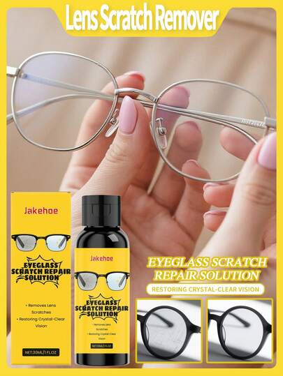 jakehoe 1 Bottle 30ml Lens Scratch Remover, Eyeglass Cleaner, Glass Cleaner, Gently Polishes And Cares For Minor Scratches, Suitable For Daily Maintenance, Convenient To Use Anytime, Time-Saving, Applicable For Eyeglass Cleaning And Care.