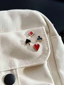 4pcs, 1 Set Innovative Poker Theme Flip Neck Pin/Brooch Set For Men's Daily Clothing Decoration Accessories, Brooches, Badges And Neck Pins For Clothes Bag Ornaments School Kpop Backpack Teacher Supplies Bag Ornaments Cute Office Accessories Shirt Jacket Jewelry Halloween Autumn And Winter Accessories For Teens, Youth, Men, Casual, Outdoor, Sports, Vacation, Graduation Gifts, Birthdays, Daily Wear Clothes Pins Funny Teacher Gifts Costume Accessories Christmas - 彩色 - 查看 2