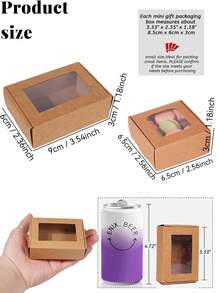 12/6pcs Soap Boxes For Homemade Packaging, Small Kraft Paper Snack Boxes With Window Display, For Candy, Bread, Soap Making, 3.7 X 2.6 X 1.4 Inches (Brown)