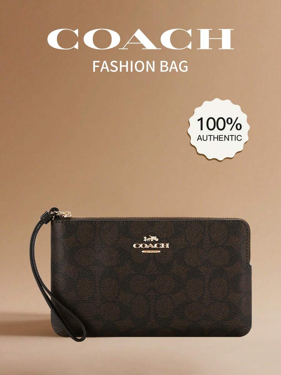 Coach Large Corner Zip Wristlet Purse Cell Phone Wallet Bag for Women Evening Wristlet Clutch Purse Leather Handbag with Wrist Strap,CZ277 IMXAQ