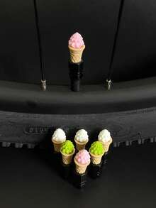 2个/4个/彩色冰淇淋轮胎气门嘴帽 - 耐用可爱的气门嘴套，防漏且通用，适用于轿车、摩托车和SUV。女士汽车配件，汽车配件，男士汽车配件。