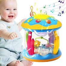 Juguete de tambor de música interactiva para niños (12M+) - Juguete giratorio del océano - 1 pieza de proyector musical con luz giratoria, juguete de tiempo de panza para bebés, regalo ideal para fiestas/cumpleaños - Multicolor - Ver 9