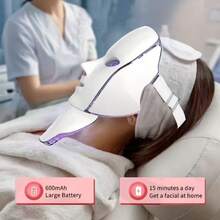 Aedwdpe 7 Color Facial & Neck Care Mask Device, USB-Powered Beauty Tool, Christmas/Halloween Promotion, Ideal Gift For Valentine's Day & Festivals - trắng - Xem 3