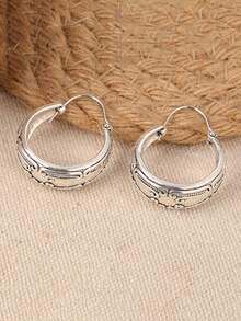 Bohemian Earrings, Silver-Tone Women's Earrings, Handmade Earrings, Gift For Her, Textured Silver Earrings - Silver - View 5