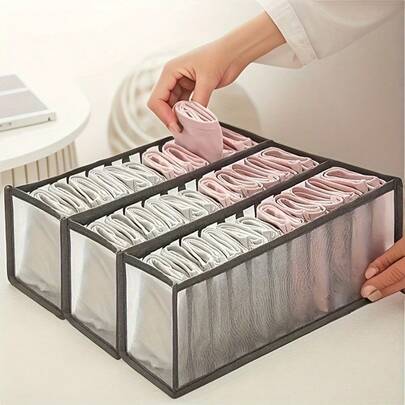 3-Piece Underwear Drawer Storage Box, Suitable For Socks, Bras, Ties, Clothing, Space-Saving Home Finishing Artifact, Suitable For Wardrobes, Bedrooms, Dormitory Accessories