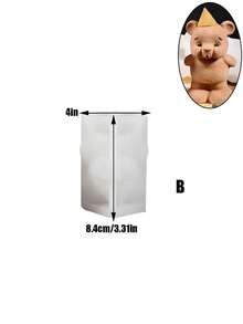 1pc 3D Cute Bear Blowing Candle Figurine Resin Mold, DIY Cement Clay Gypsum Backhand Bear Decor Resin Casting Mold - Home Decor Mold, Wedding Birthday Creative Gift Figurine, Handmade Casting Essential Mold - White - View 3