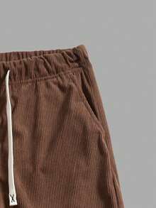 Men's Corduroy Straight Leg Casual Pants, High Street Versatile Loose Relaxed Fit Sweatpants, Spring & Autumn - Coffee Brown - View 5