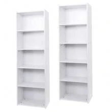 2 PCS 5-Tier Bookcase 52 Open Shelf Bookshelf Display Storage Shelf White - 1 - 查看 1