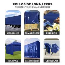 VINILMAX Lona Impermeable de 1.50x1m Uso Rudo con Protección UV para Exterior | Resistente a Polvo, Lluvia y Nieve | Ideal para Camiones, Obra y Construcción | Disponible en Varios Colores - Azul Rey - Ver 5