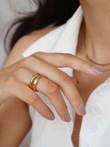 Z.W BIJUX - Pair Of Titanium Steel Rings, Fashionable Jewelry For Women. With Box. - 杜拉杜.塞姆.凱辛哈 - 查看 3