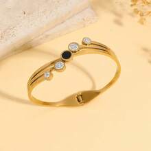 金色蝴蝶手镯套装，罗马数字装饰开口手镯，几何元素，时尚优雅，适合作为礼物、节日庆典和音乐派对的配饰 - 彩色 - 查看 5