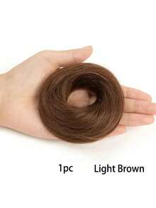 Human Hair Chignon Bun Ponytail Extension For Women Soft Straight Hairpieces With Easy-To-Wear Scrunchies