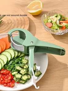 2 piezas Rebanador de acero inoxidable para verduras y frutas, cuchillo para cortar zanahorias, plátanos, pepinos, herramientas de cocina para ensaladas - Multicolor - Ver 5