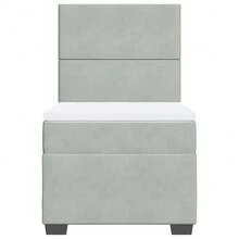 vidaXL Boxspringbett Mit Matratze Hellgrau 90x200 Cm Samt - Grey - View 4