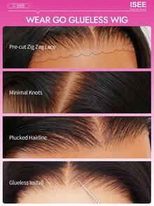 ISEE Hair Straight Light Brown Root Ash Blonde Ombre Hair Pre-Cut 6*4 Transparent Lace Wear Go Glueless Wig Pre-Cut Closure Lace & Pre-Plucked Hairline 10-14 Bob Inch 180% Density Real Human Hair Lace Front Wig - S5/613/24 - View 7