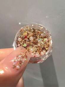 1 Box Merlard Dream Brocade Nail Powder: Ultra-Thin Iridescent Texture, Mixed Crushed Rhinestones, Create Sparkling Nail Atmosphere, Exquisite Nail Decoration, For Nail Salon Nail Decoration Use Nails - Multicolor - View 1