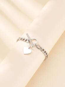 Minimalist Elegant Heart Shaped Stainless Steel Pendant, Gift For Women - Bracelet - View 8