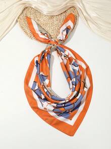 1条枫叶图案优雅百搭方巾，90厘米大号围巾/披肩/头巾，适合日常佩戴和送礼，秋冬女士头巾冬季发饰时尚发带花朵发箍 - 彩色 - 查看 5