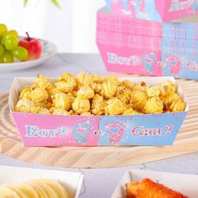 10/24个装男女通用脚印一次性食品盒，薯条盒，爆米花盒，零食盒，生日和家庭聚会装饰，适用于面包店、汉堡店、电影院外卖盒