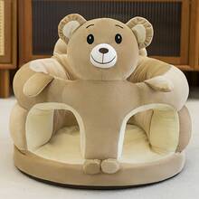 LOVEWE 1-Piece Cartoon Animal Plush Sofa Chair - Durable Thickened Learn To Sit Up Seat | Christmas Living Room/Bedroom Kids Furniture - 大象灰 - 查看 5