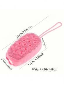 2-In-1 Silicone Exfoliating Bath Brush - Gentle Cleansing & Massage - Soft Skin Renewal, Radiant Complexion - Bathroom Essential, Comes With Storage Bag, Organizer Bag, Pouch, Hair Clips - Multicolor - View 2