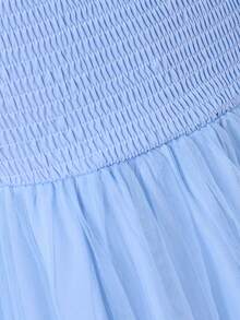 Girls' Elegant Floral Mesh Dress, Spring/Summer