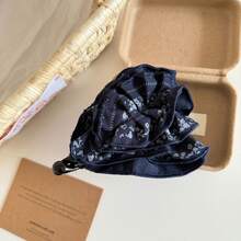 1 Vintage Pleated Fabric Hair Claw Gentle Temperament Floral Texture Versatile Banana Clip Commuting Versatile Lazy Style Hair Accessory - 藍色小號 - 查看 7