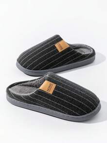 Warm & Comfortable Plush Slippers - Non-Slip House Shoes, Closed-Toe For Men In Winter, Simple Style - Dark Grey - View 5