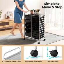 Lifezeal 15-Drawer Trolley With Chrome Plated Metal Frame & Lockable Universal Wheels White/Black/Clear - màu đen - Xem 3