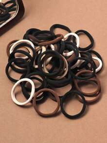 50pcs Women's High Elasticity Black/Brown Hair Ties For High Ponytail Casual,Woman Head Accessories, Woman Hair Accessories Ponytail Holders Hair Elastics Hair Rubber Bands Scrunchies Hair Rope, Hair Bobbles ,Gym Sport Outfit Gym Beauty Makeup Woman Accessories - 彩色 - 查看 3