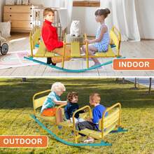 Three-Seater Rocking Chair, 132.99 Cm, Children's Toy, Outdoor/Garden/School Play Equipment, Non-Slip, Comfortable Seats And Backrests, High Standards Of - 黃色 - 查看 5