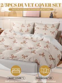 2/3件套床上用品，亲肤舒适，质地柔软，印花图案，可水洗超细纤维被套，透气防尘防滑，轻盈丝滑，四季皆宜，适用于单人床/双人床/大号床，包含1个被套和2个枕套，是节日送礼佳品。 - 彩色 - 查看 2