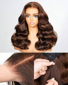 MEGALOOK 20 Inch Chocolate Brown 100% Human Hair 6x5 Lace Body Wave Wig With Drawstring - Pre Cut Lace Glueless Wig Pre Plucked Natural Hairline With Transparent Lace Closure Wig 180% Density Brazilian Hair #4 Dark Brown Color Human Hair Wigs - Beginner Friendly Natural Looking Daily Use Office Ready Corpse Bride Halloween Vibes Party Style Y2K Baddie Vacation Outfits Outdoor Cosplay Campus School Holiday Christmas Part Wedding Festival Ready For Women