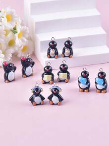 10pcs Summer Glow-In-The-Dark Pineapple Pig 3D Cartoon Resin Pendant Charms For Women Earrings Necklace DIY Jewelry Accessories - Multicolor - View 1
