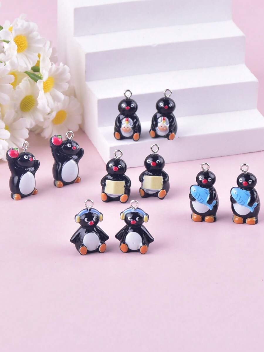 10pcs Summer Glow-In-The-Dark Pineapple Pig 3D Cartoon Resin Pendant Charms For Women Earrings Necklace DIY Jewelry Accessories - Multicolor - View 1