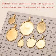 5 đế mặt dây chuyền đá quý nhiều kích cỡ bằng thép không gỉ mạ vàng 18K, phụ kiện làm trang sức DIY, thích hợp cho trang sức thủ công của nữ, đeo hàng ngày. - Mặt dây chuyền hình bầu dục - Xem 2
