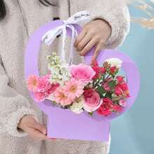 4个/1个心形礼品袋 - 优雅花束盒，开口设计，带提手，适用于婚礼、新娘送礼会、生日、周年纪念派对装饰 - 可搭配花束、回礼 - 派对用品（红色），婚礼礼品袋，节日氛围增强器，方便携带 - 彩色 - 查看 9