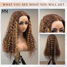 باروكة شعر مموج جيري مع جبهة دانتيل كثافة 200٪ ، خليط شعر موجة عميقة 13x4 HD للنساء السود للاستخدام اليومي 8-34 بوصة P4/27 بدون غراء مسبق التشذيب خط الشعر الطبيعي مع شعر طفل 5x5 باللون الأشقر العسلي الموجي قصيرة بوب باروكة جبهة دانتيل - S4/27 - مشاهدة 3