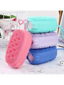 2-In-1 Silicone Exfoliating Bath Brush - Gentle Cleansing & Massage - Soft Skin Renewal, Radiant Complexion - Bathroom Essential, Comes With Storage Bag, Organizer Bag, Pouch, Hair Clips - Multicolor - View 8