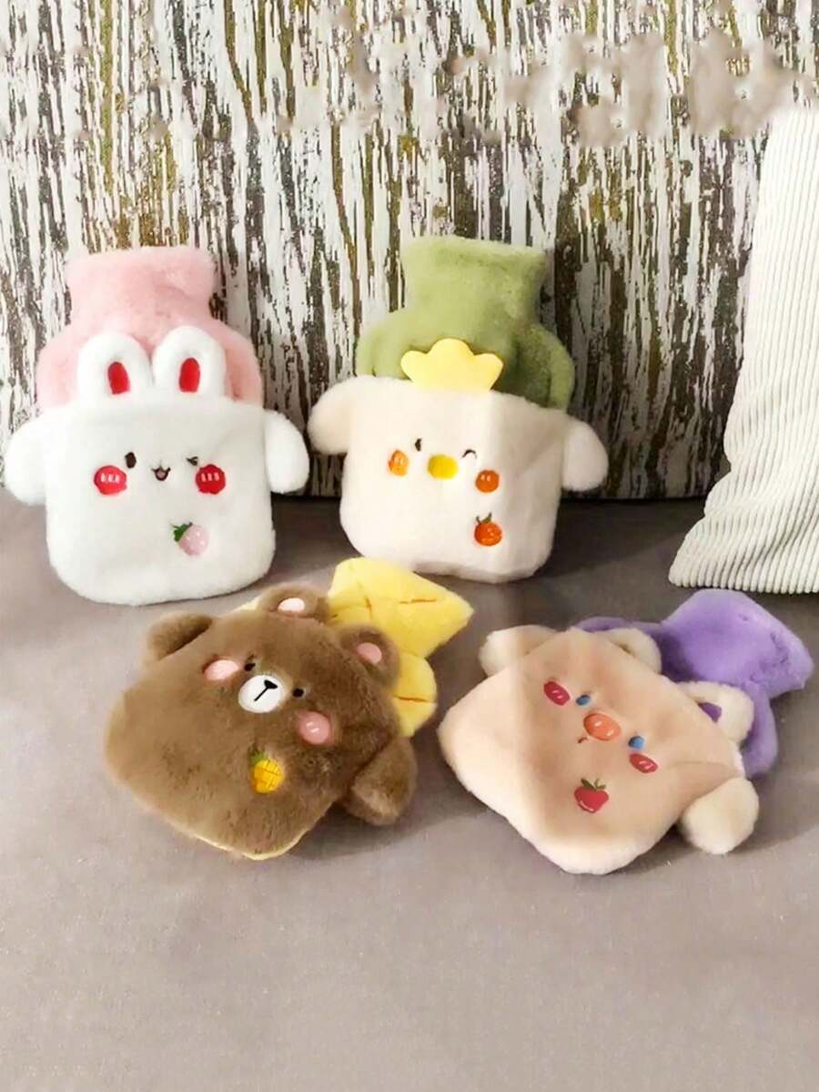 1pc 800ml Plush Hot Water Bag, Warm Belly, Warm Water Bag Cartoon PVC Plush Hand Warmer For Household Carry On Water Filling, Warm Hand Bag, Flushing Water, Warm Hand Bag - Multicolor - View 1