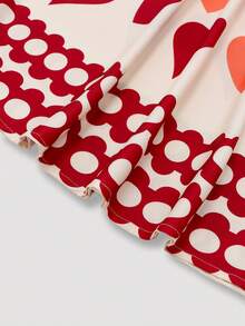 Bộ váy voan in hình trái tim thanh lịch dành cho nữ và áo khoác cardigan hai mảnh, trang phục lãng mạn cho ngày lễ tình nhân - Màu Đỏ Sâu - Xem 6