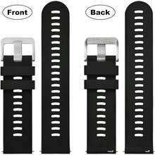 Correa de Reloj de Silicona de 26mm con Rayas Arqueadas para Hombres, Correa de Liberación Rápida, Hebilla Negra (Negro) - Negro (Hebilla plateada) - Ver 6