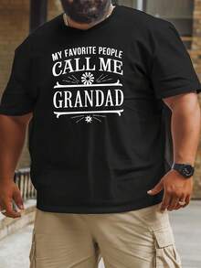 Meine Lieblingsperson nennt mich Opa" Herren--Shirt in Übergröße in Gelb - Lässig, atmungsaktiv, kurzärmelig mit bedrucktem Design, locker geschnitten, bequem für den Sommer, große Größe. - Schwarz - Übersicht 10
