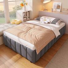 Upholstered Bed, 140*200cm, Hydraulic Storage, Without Headboard, Without Mattress, Beige